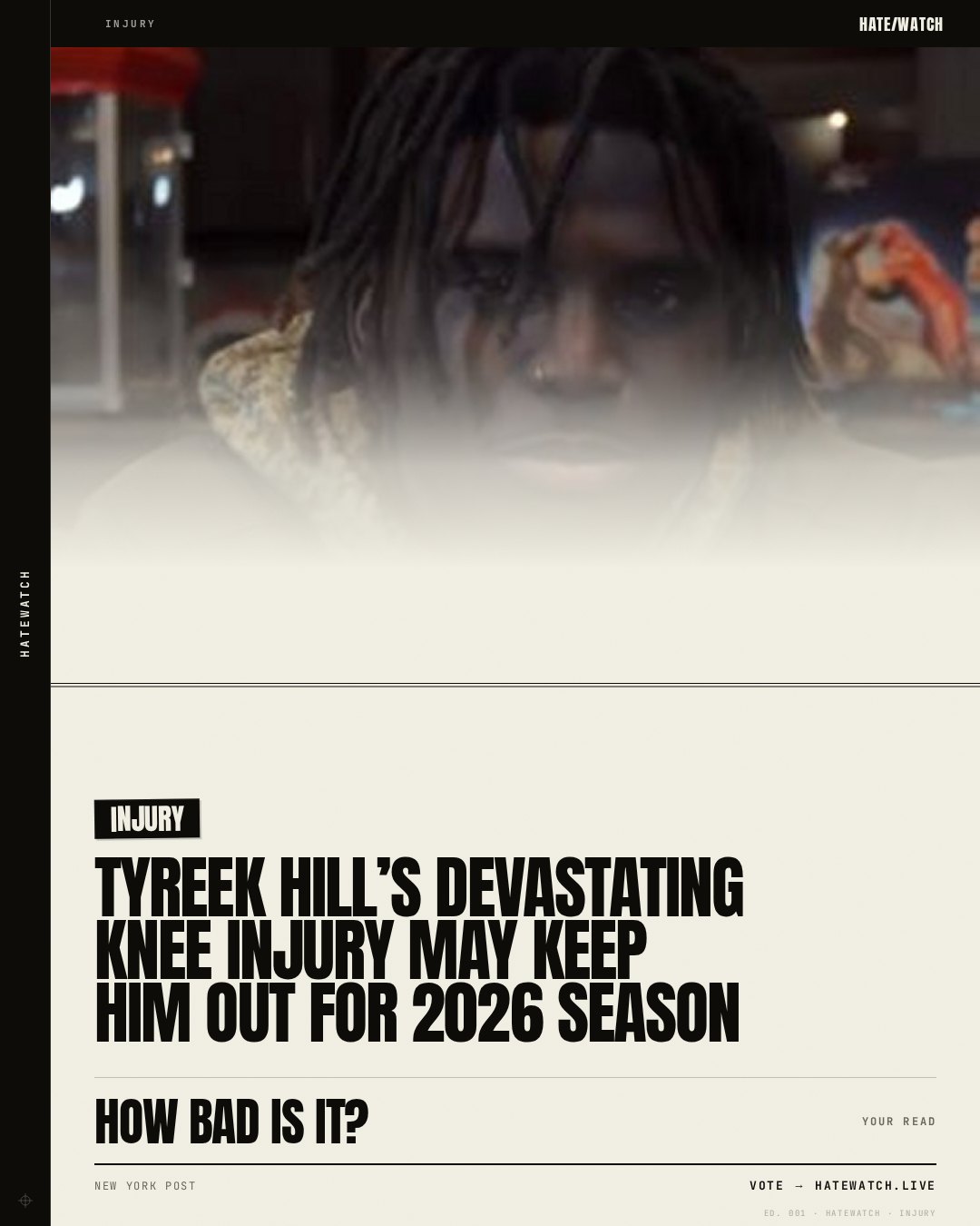 Tyreek Hill’s devastating knee injury may keep him out for 2026 season