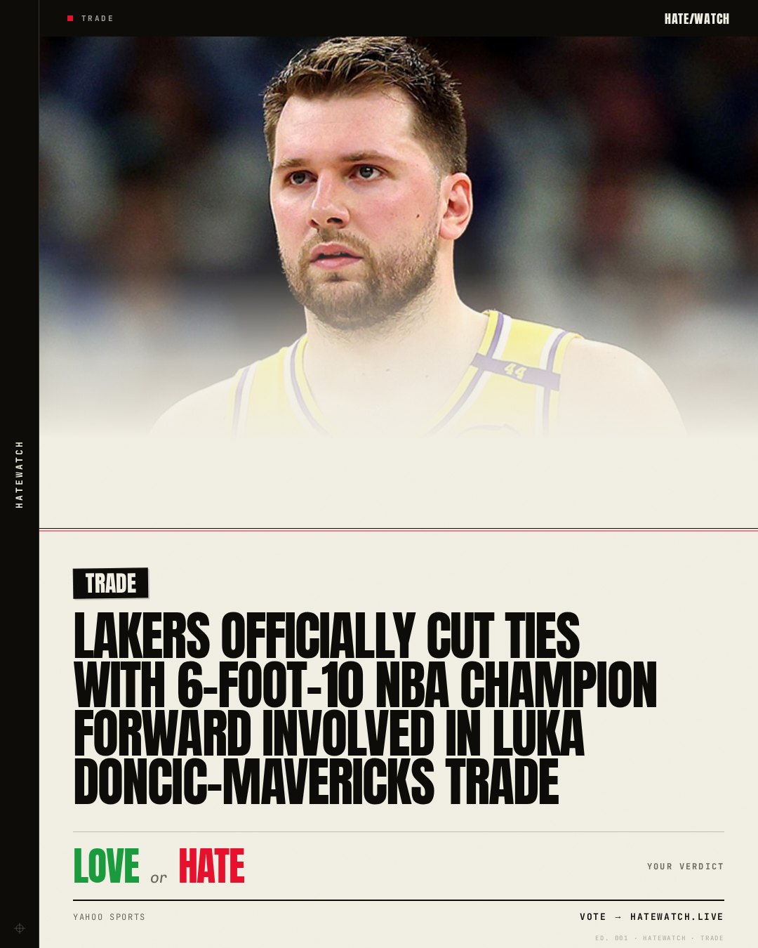 Lakers officially cut ties with 6-foot-10 NBA champion forward involved in Luka Doncic-Mavericks trade