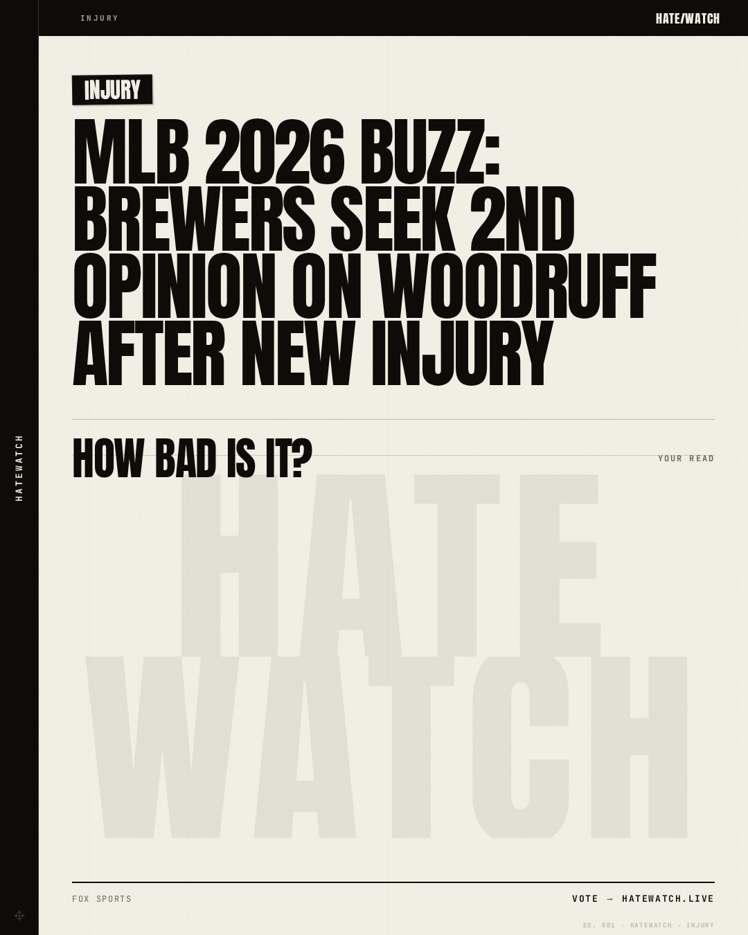 MLB 2026 Buzz: Brewers Seek 2nd Opinion On Woodruff After New Injury