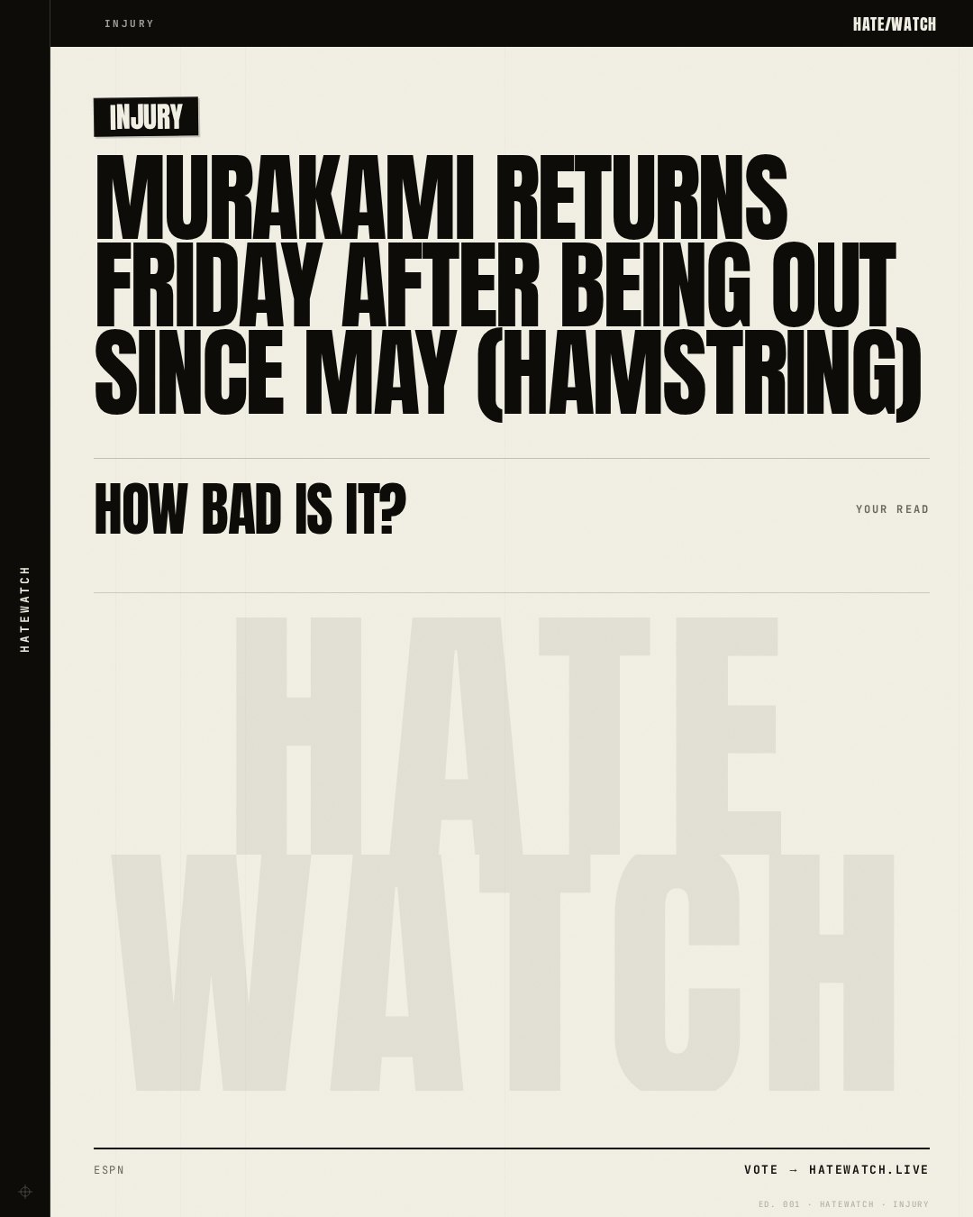 Murakami returns Friday after being out since May (hamstring)