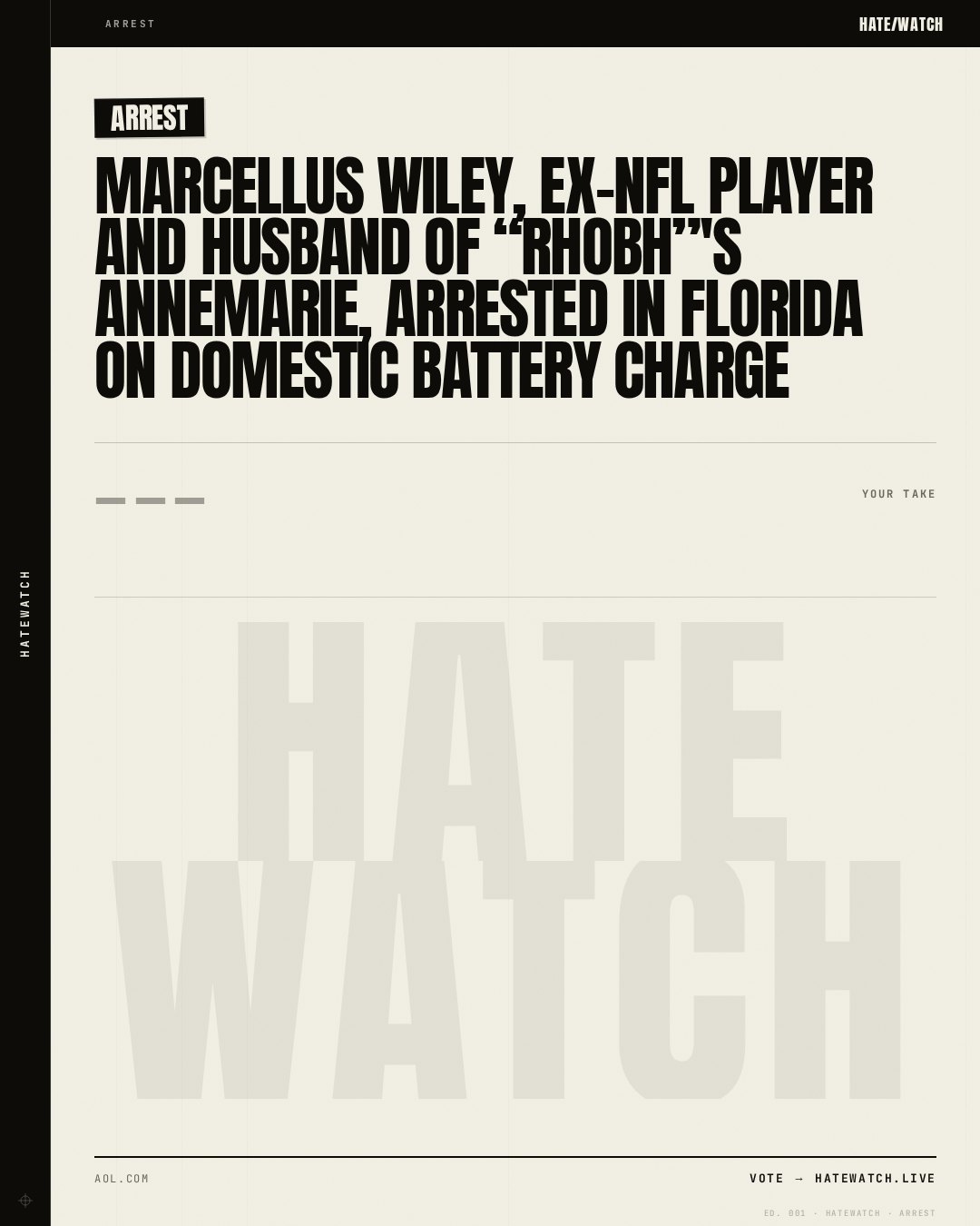 Marcellus Wiley, Ex-NFL Player and Husband of “RHOBH”'s Annemarie, Arrested in Florida on Domestic Battery Charge