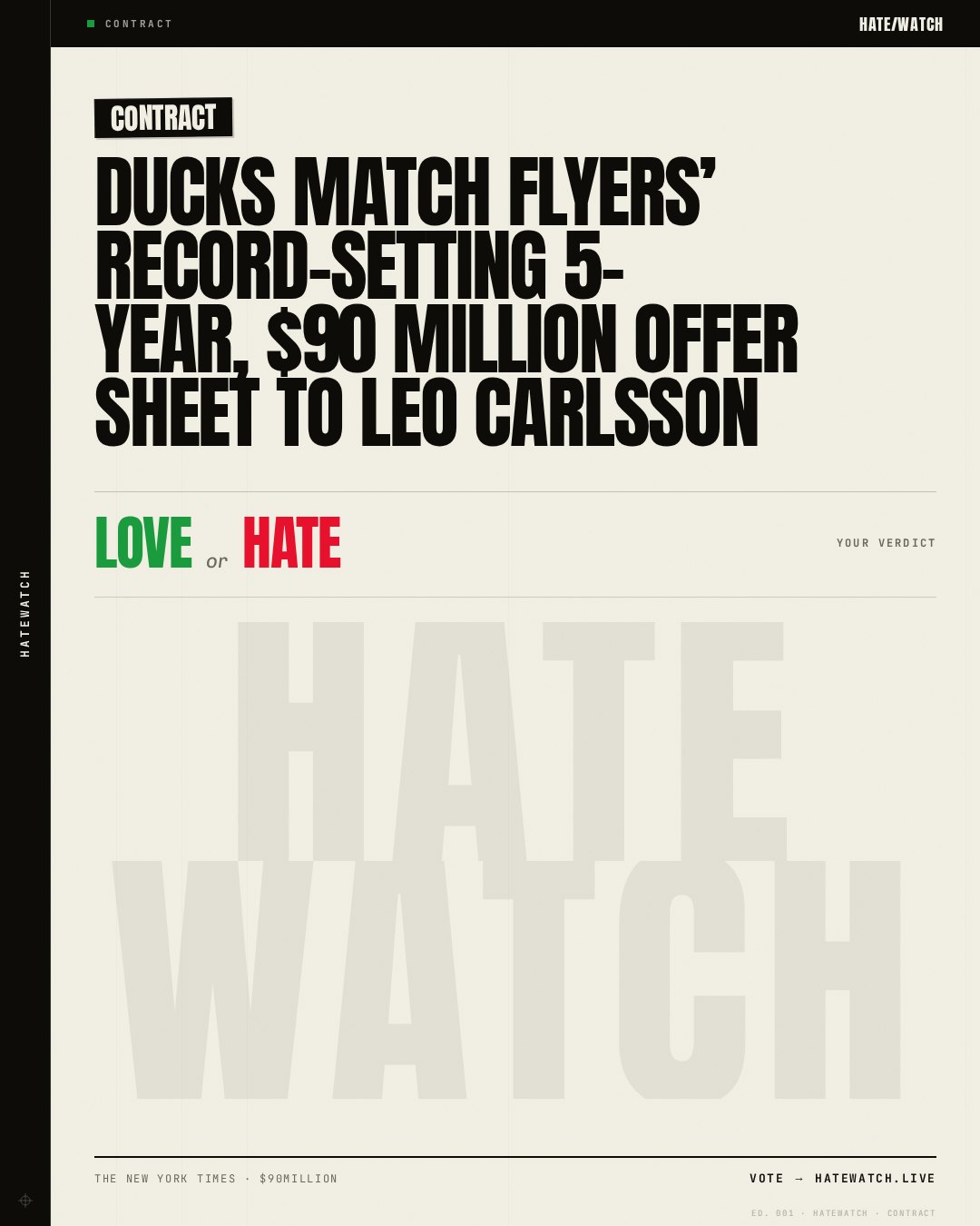 Ducks match Flyers’ record-setting 5-year, $90 million offer sheet to Leo Carlsson