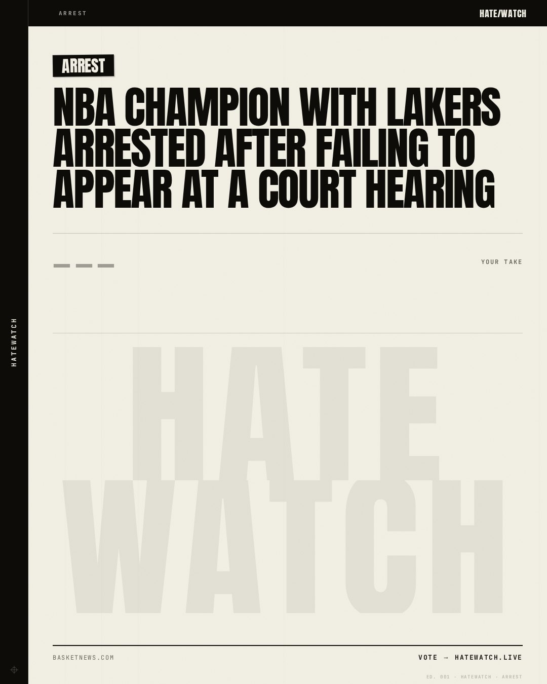 NBA champion with Lakers arrested after failing to appear at a court hearing
