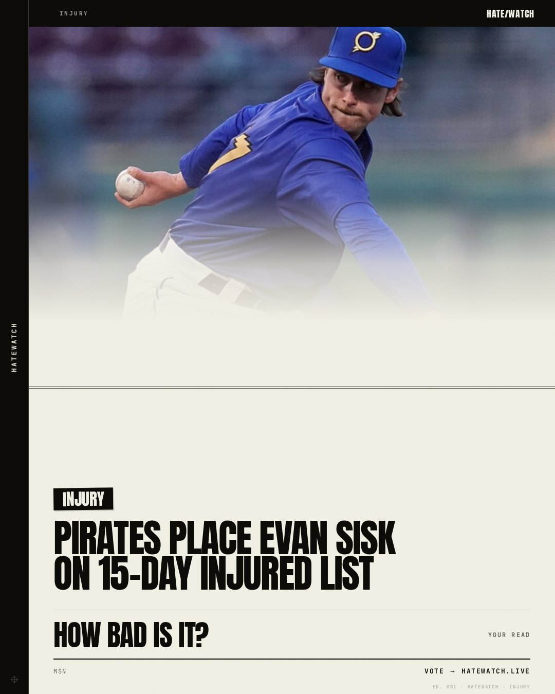 Pirates place Evan Sisk on 15-day injured list