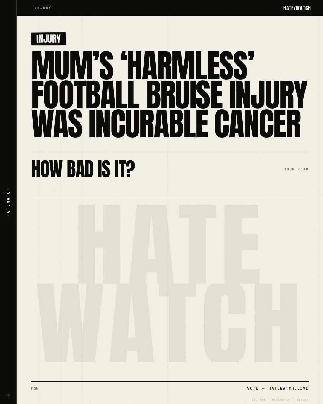 Mum’s ‘harmless’ football bruise injury was incurable cancer