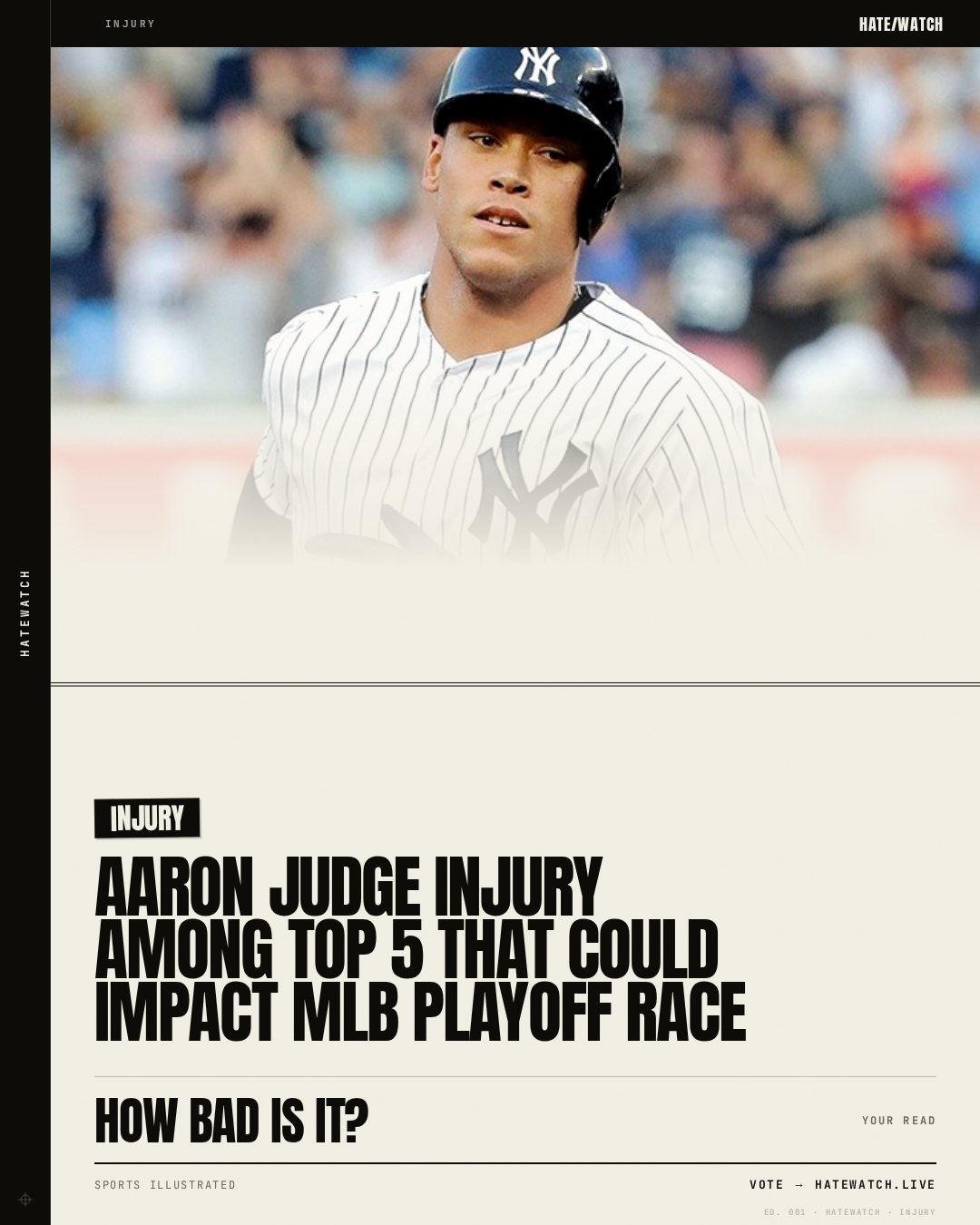 Aaron Judge Injury Among Top 5 That Could Impact MLB Playoff Race