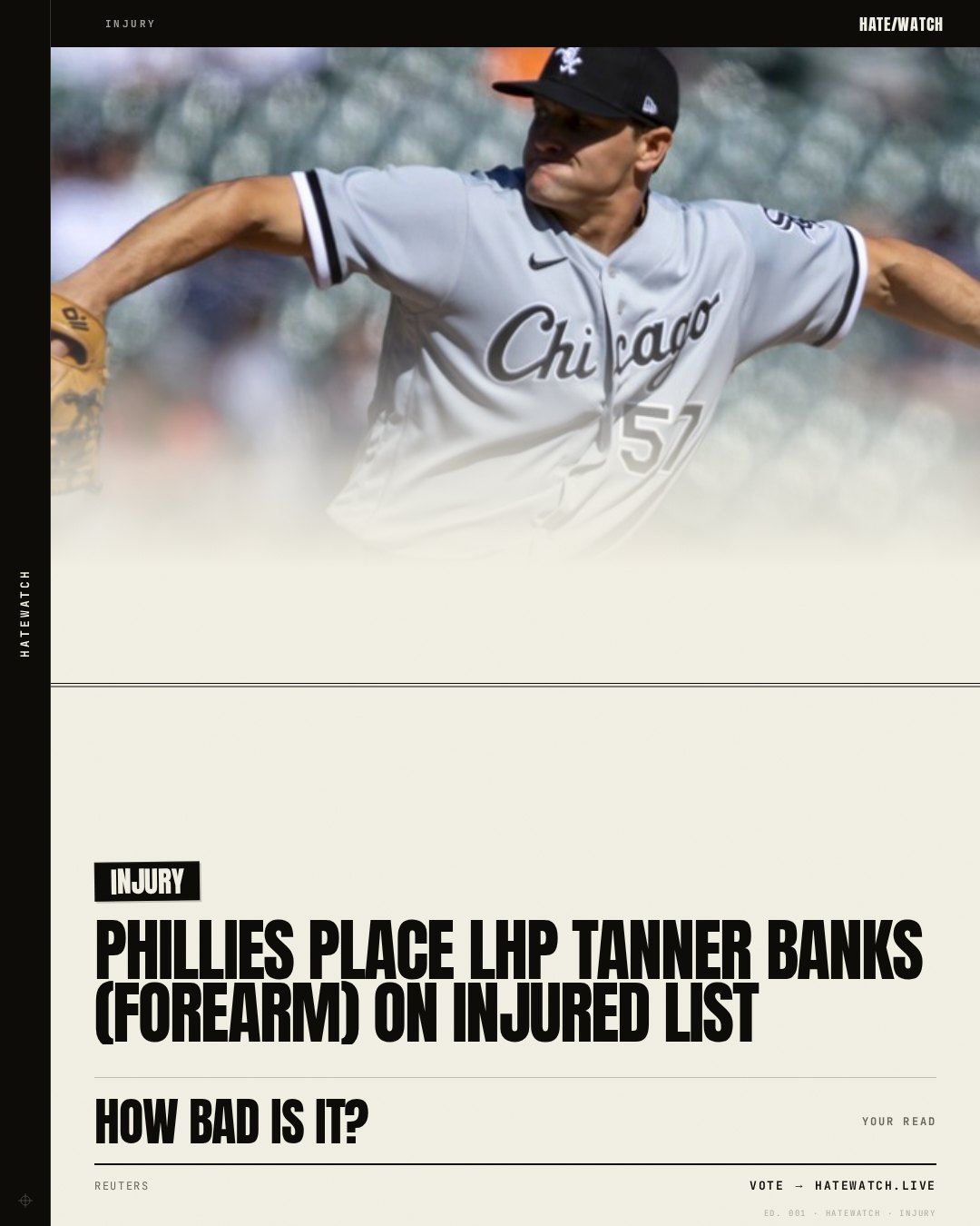 Phillies place LHP Tanner Banks (forearm) on injured list