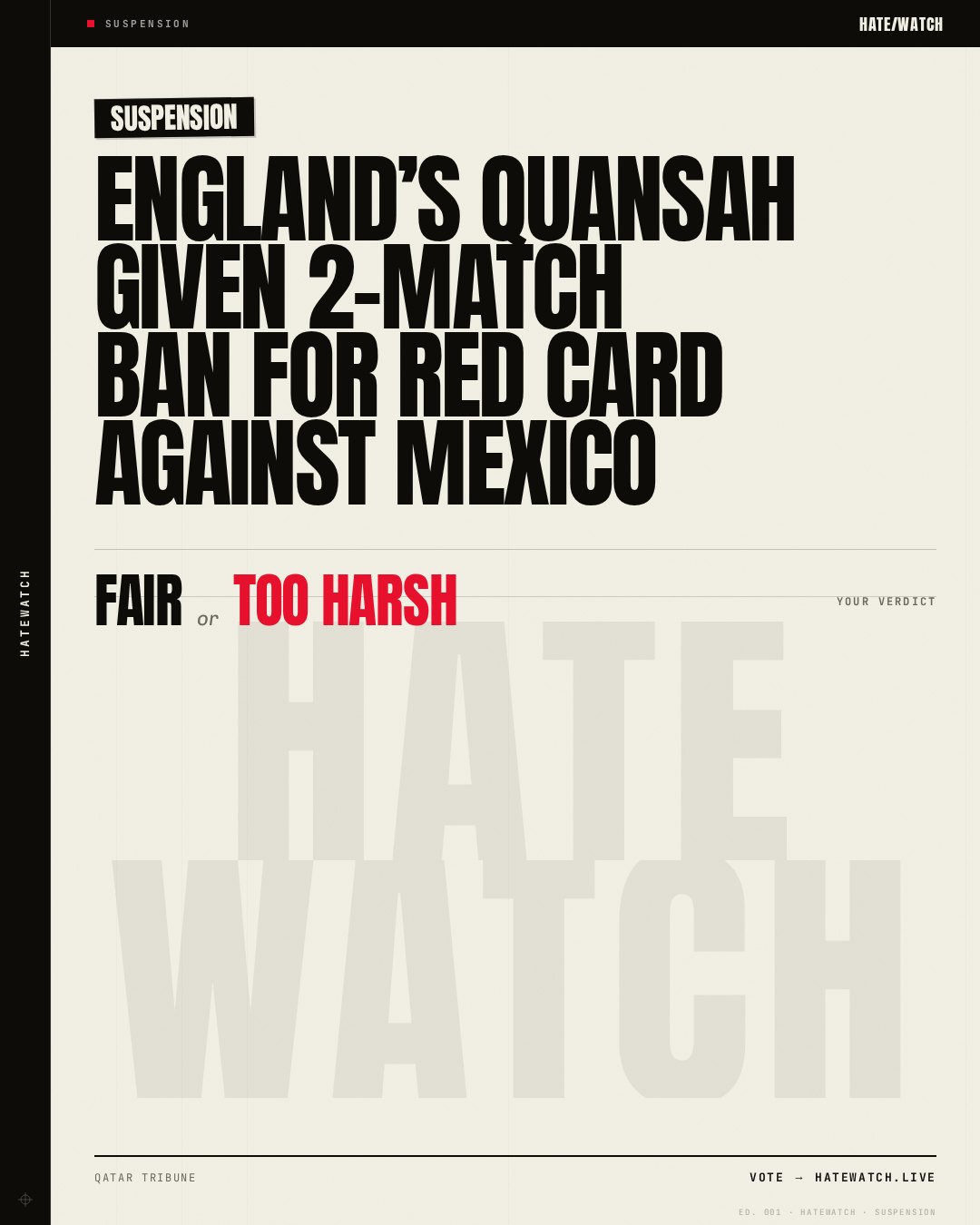 England’s Quansah given 2-match ban for red card against Mexico