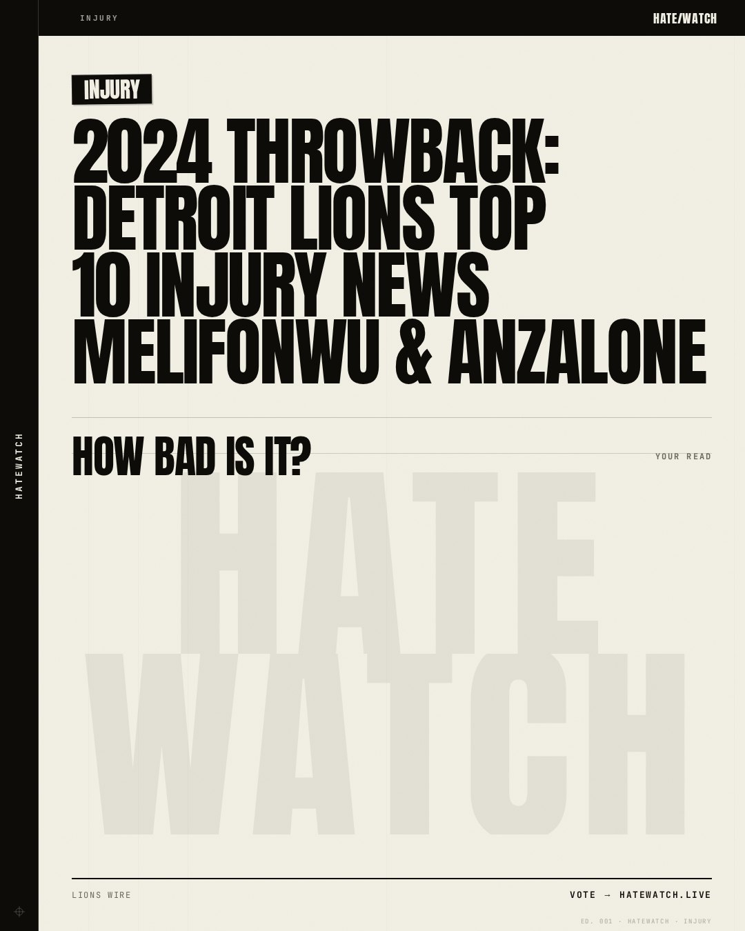 2024 Throwback: Detroit Lions Top 10 Injury News Melifonwu & Anzalone
