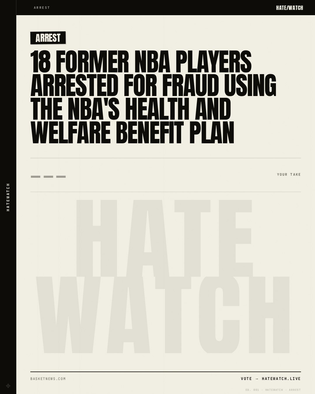 18 former NBA players arrested for fraud using the NBA's Health and Welfare Benefit Plan