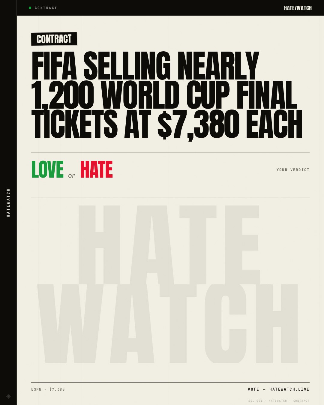 FIFA selling nearly 1,200 World Cup final tickets at $7,380 each