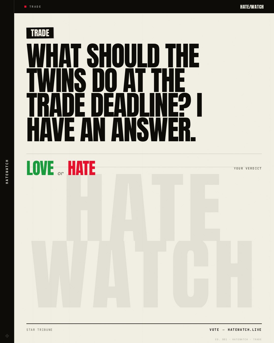 What should the Twins do at the trade deadline? I have an answer.