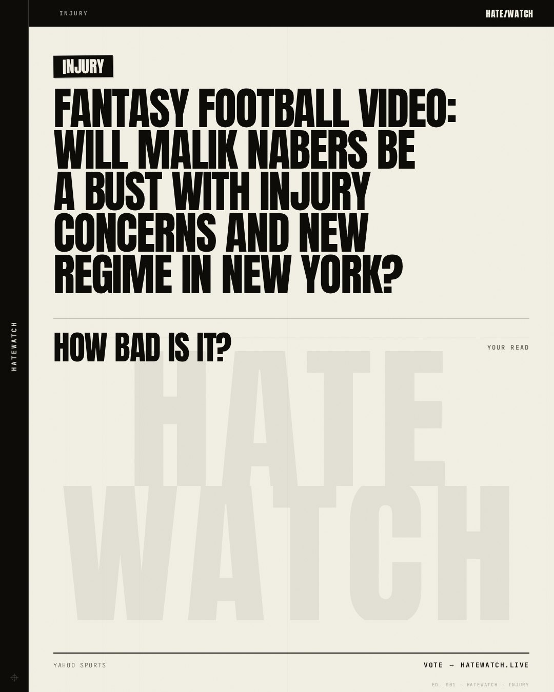 Fantasy Football Video: Will Malik Nabers be a bust with injury concerns and new regime in New York?