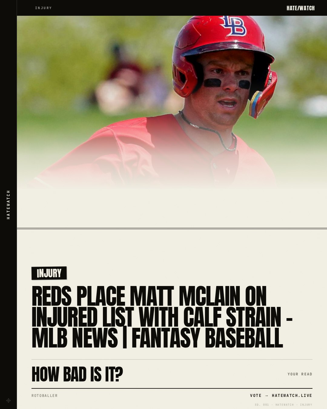Reds Place Matt McLain on Injured List With Calf Strain - MLB News | Fantasy Baseball