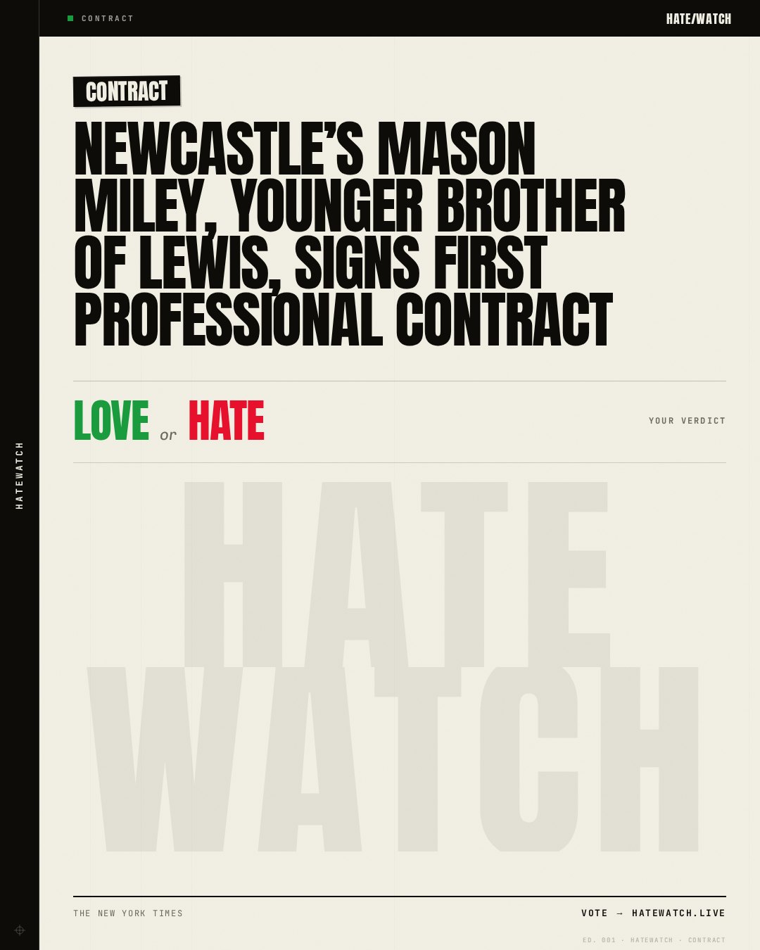 Newcastle’s Mason Miley, younger brother of Lewis, signs first professional contract