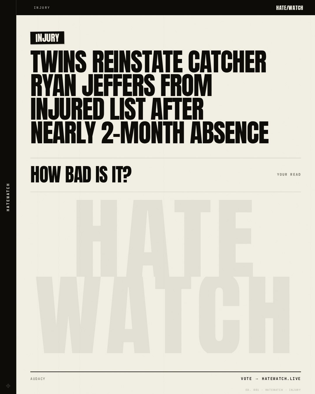 Twins reinstate catcher Ryan Jeffers from injured list after nearly 2-month absence