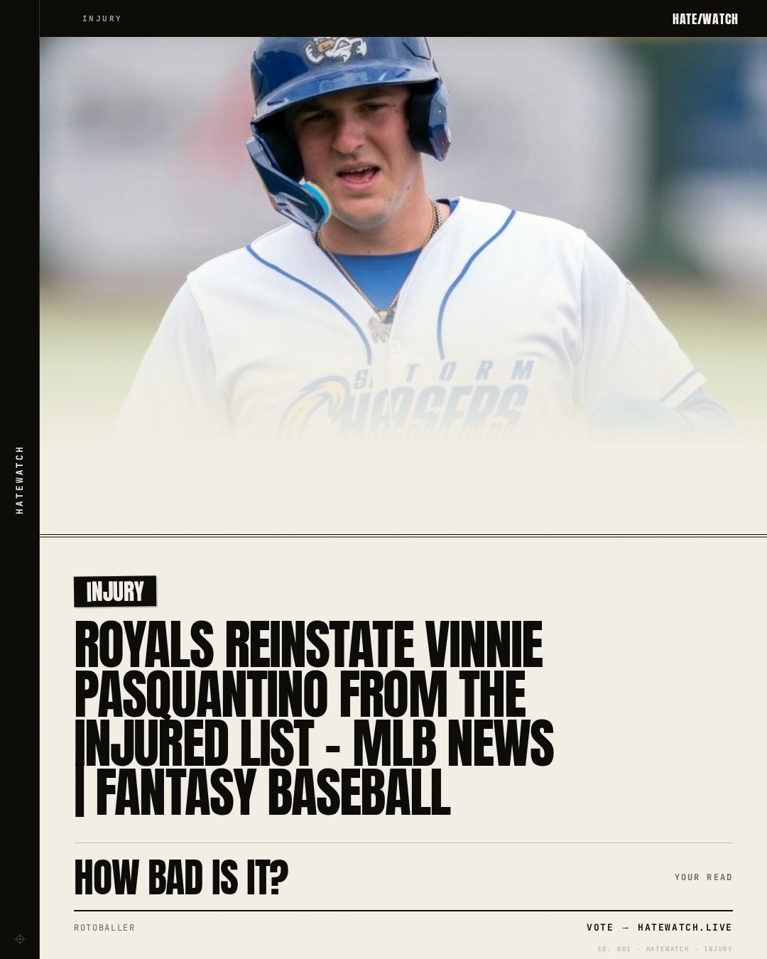 Royals Reinstate Vinnie Pasquantino From the Injured List - MLB News | Fantasy Baseball