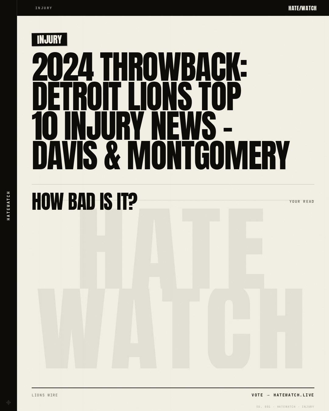 2024 Throwback: Detroit Lions Top 10 Injury News - Davis & Montgomery