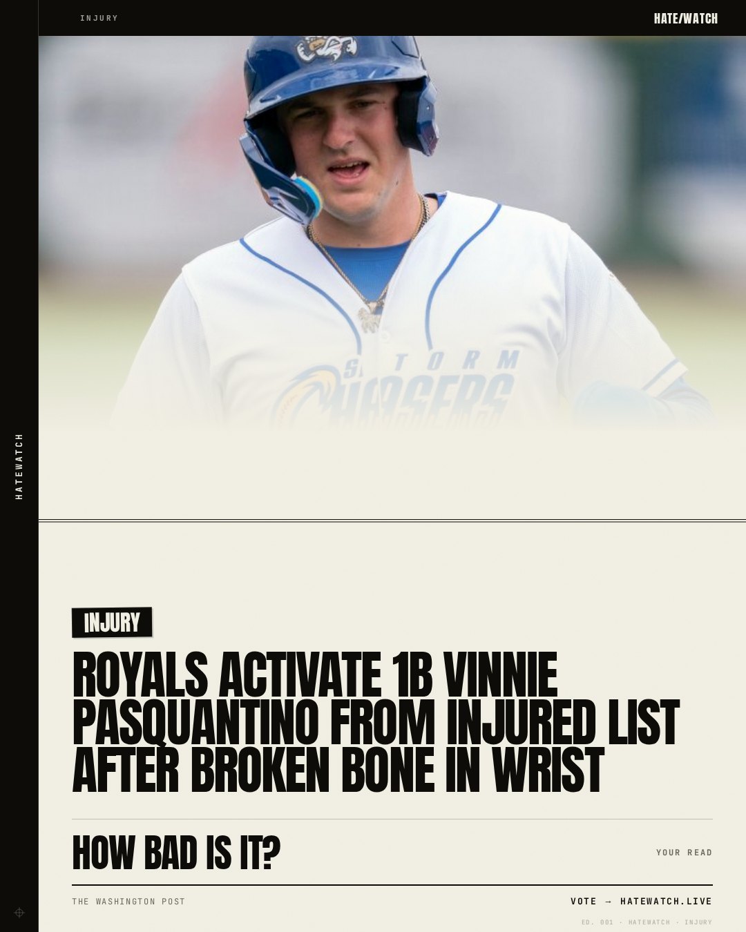 Royals activate 1B Vinnie Pasquantino from injured list after broken bone in wrist