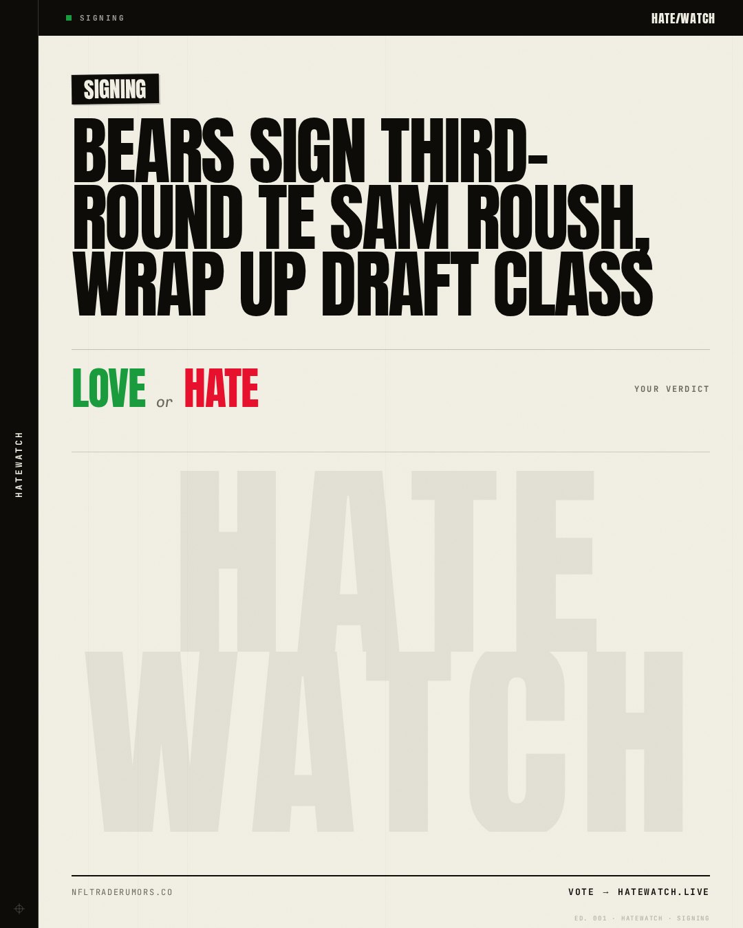 Bears Sign Third-Round TE Sam Roush, Wrap Up Draft Class
