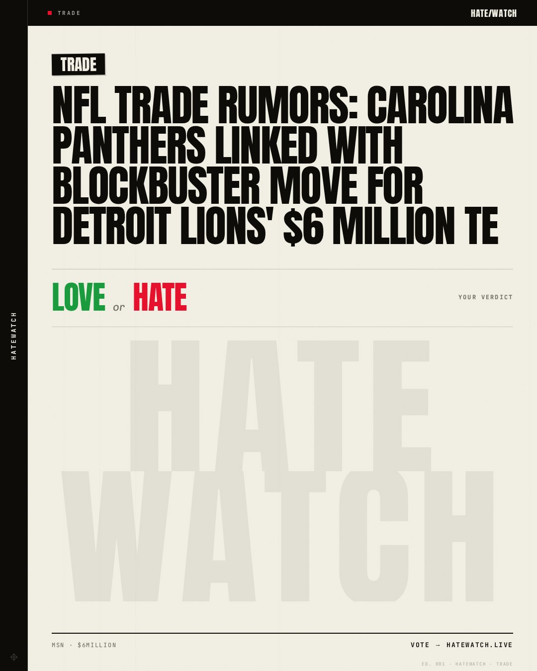 NFL trade rumors: Carolina Panthers linked with blockbuster move for Detroit Lions' $6 million TE