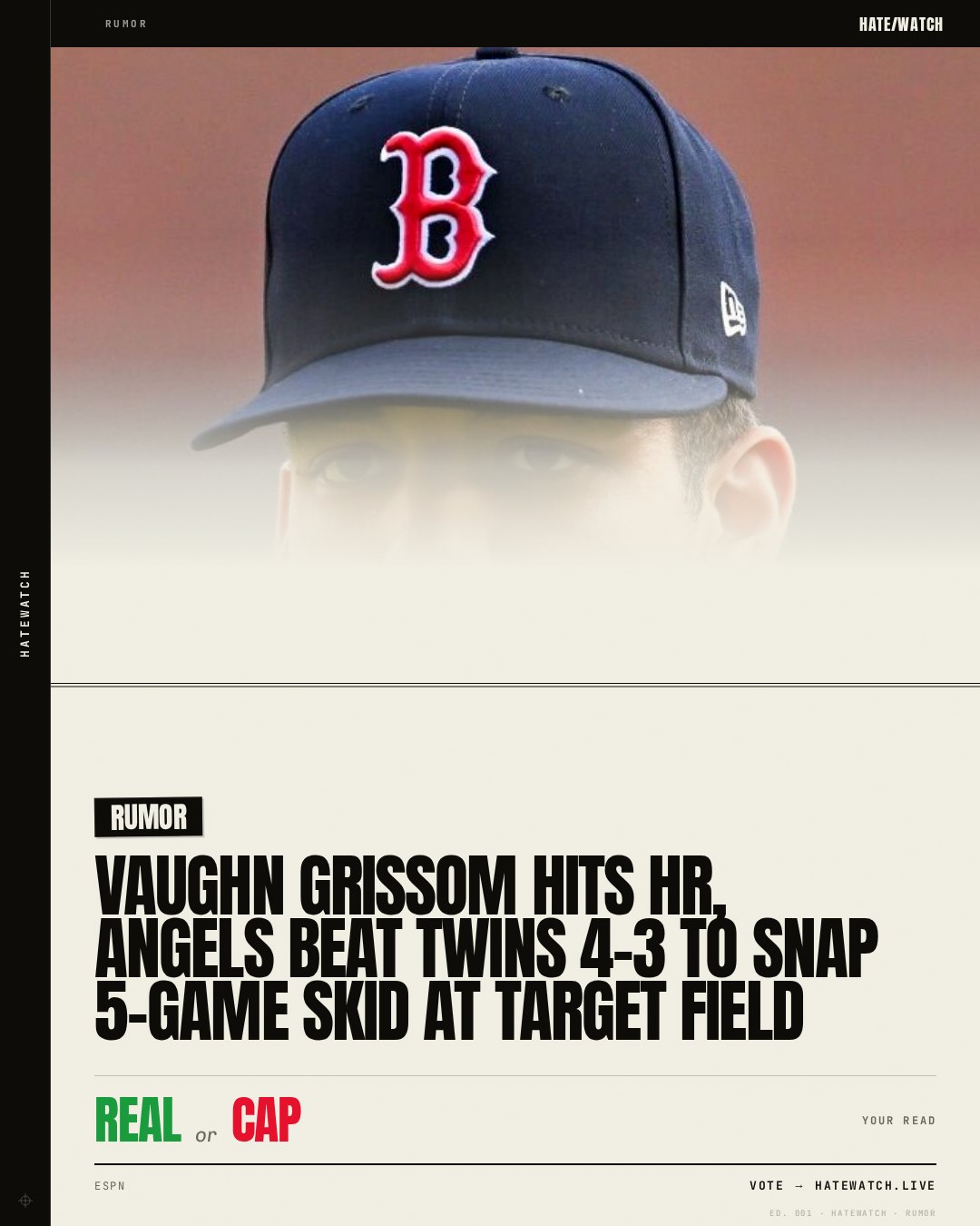 Vaughn Grissom hits HR, Angels beat Twins 4-3 to snap 5-game skid at Target Field
