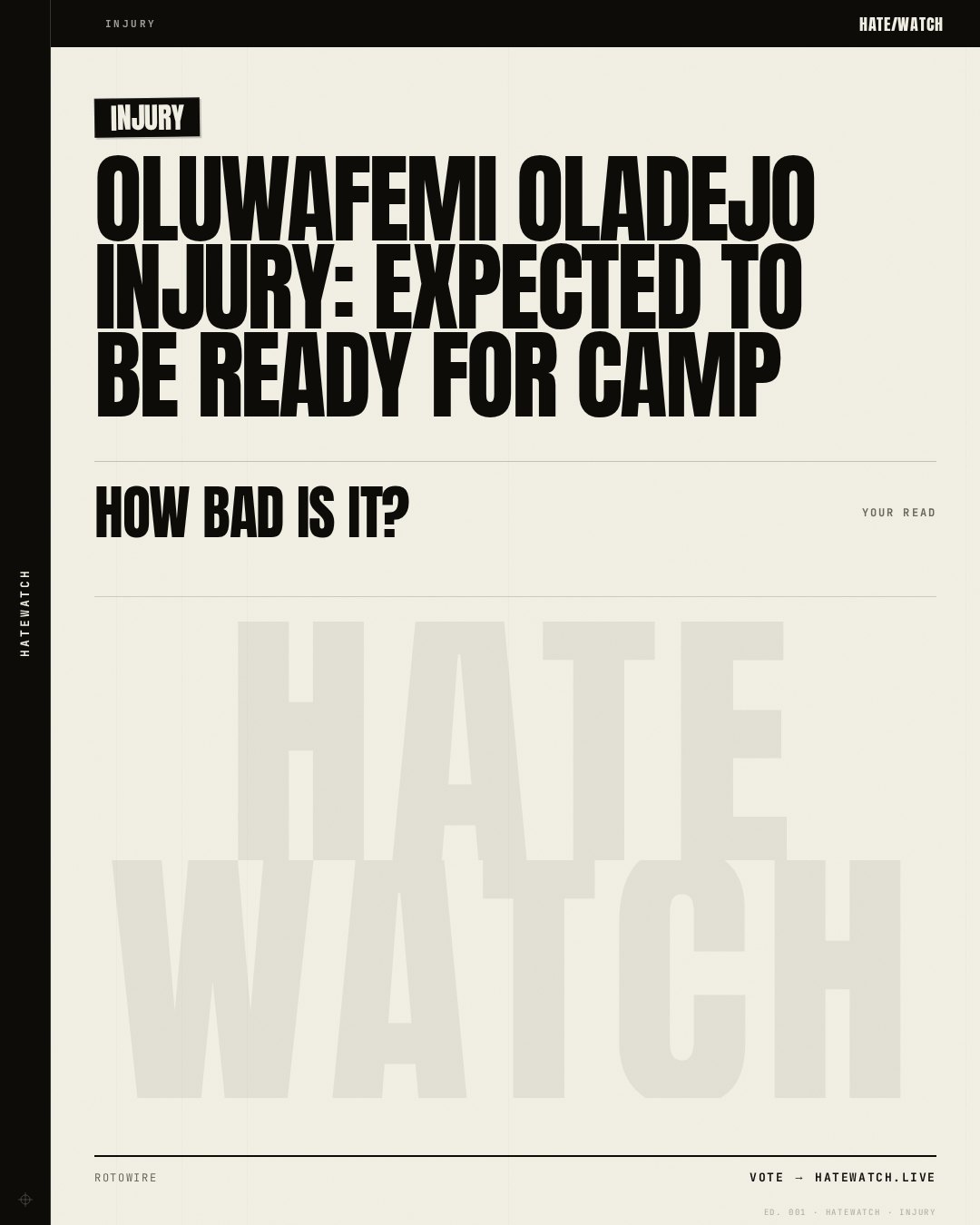 Oluwafemi Oladejo Injury: Expected to be ready for camp