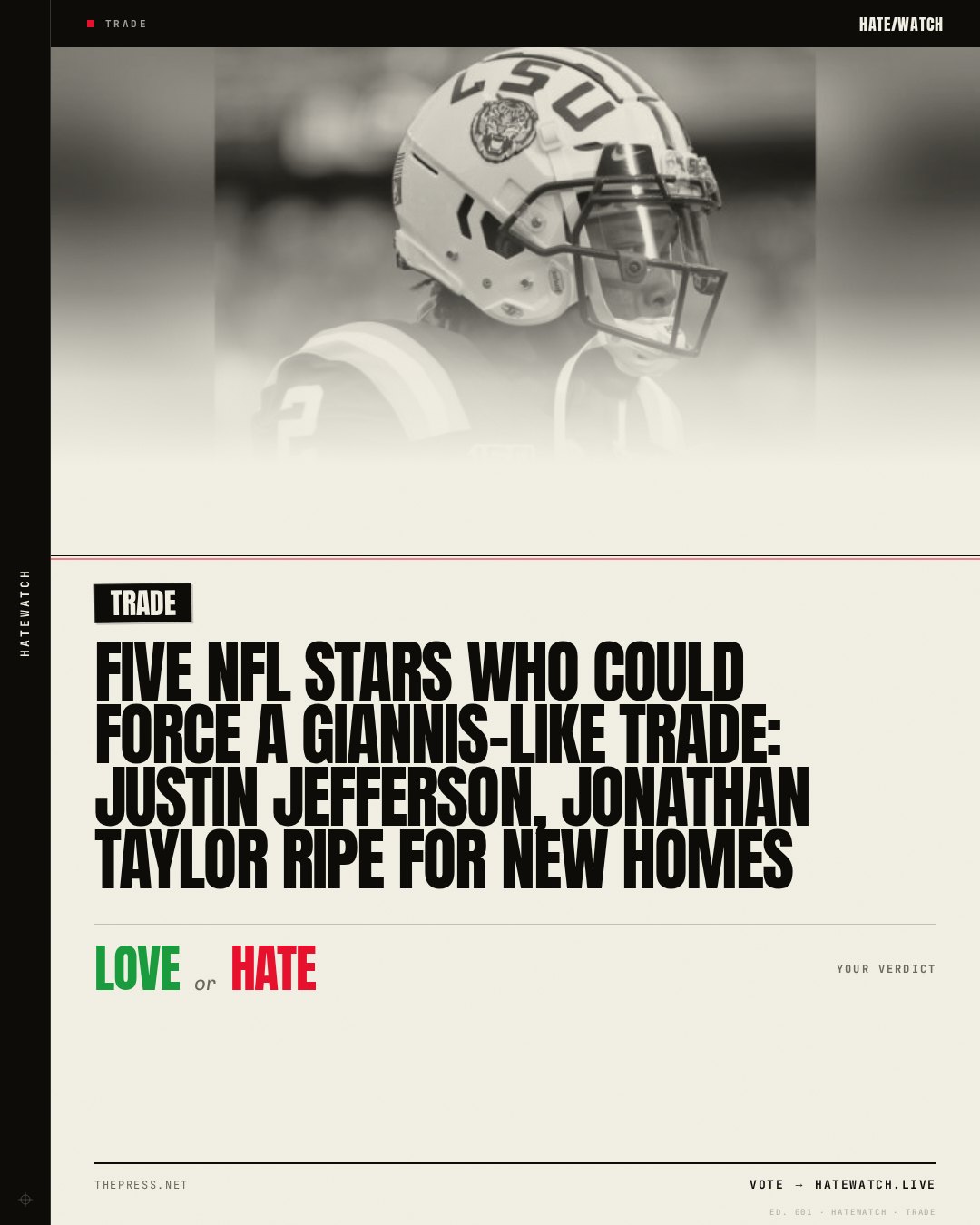 Five NFL stars who could force a Giannis-like trade: Justin Jefferson, Jonathan Taylor ripe for new homes